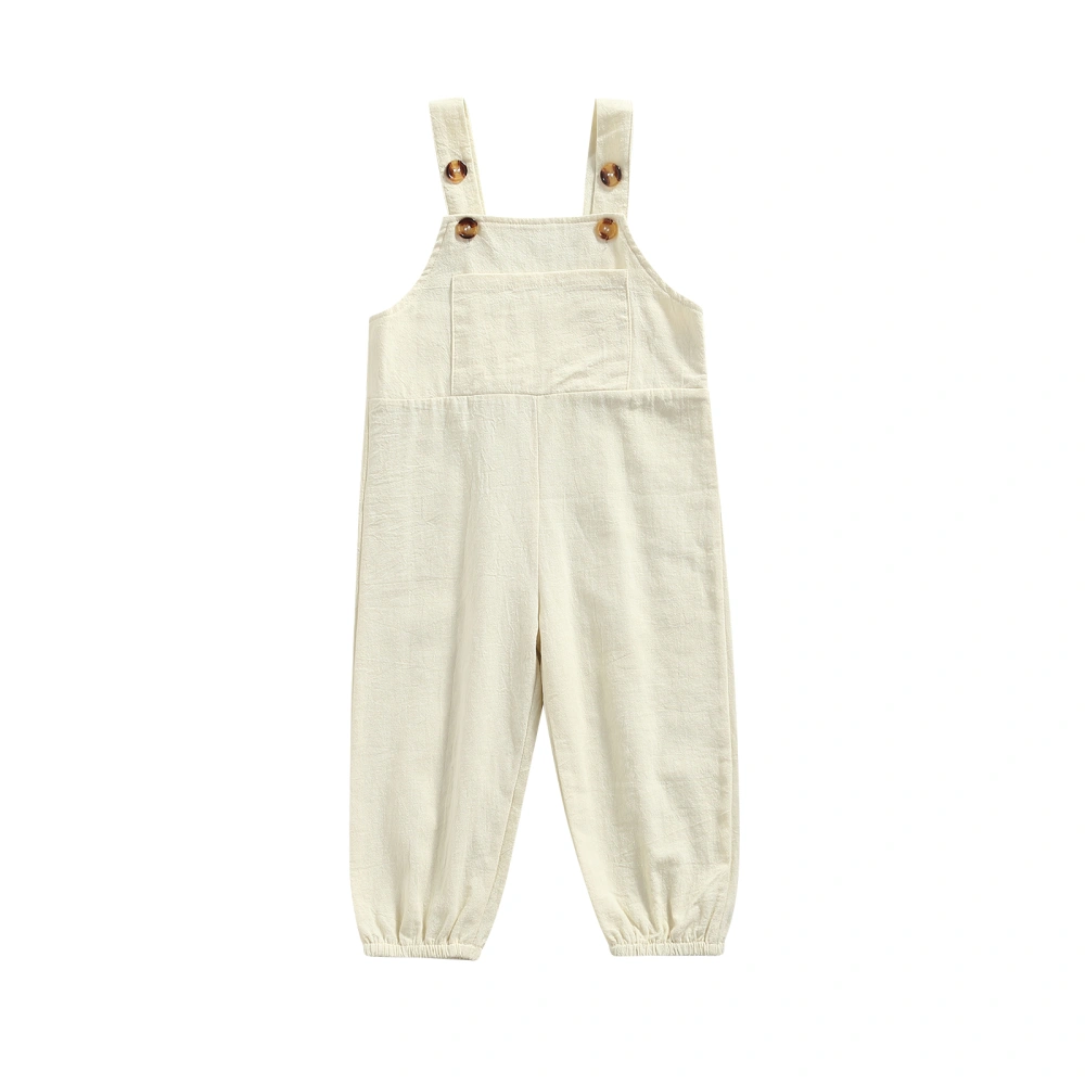 Kids Suspender Trousers, Solid Color Button Shoulder Straps Bib Pants