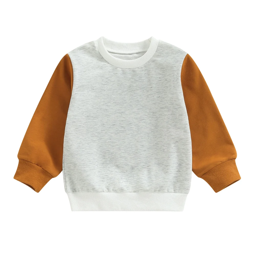 Infant Boys Girls Sweatshirts Crew Neck Contrast Color Baby Hoodies