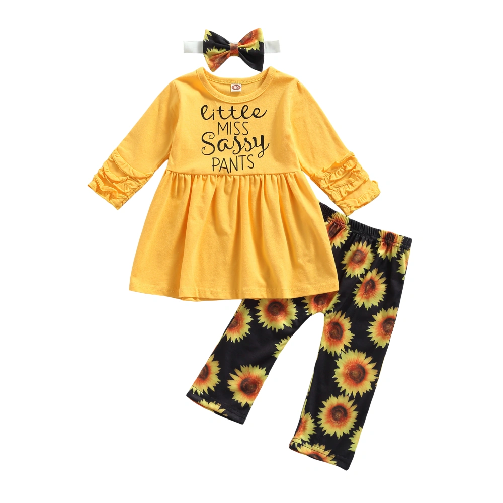 Girls Clothes Set, Round Collar Pullover, Pants and Headdress