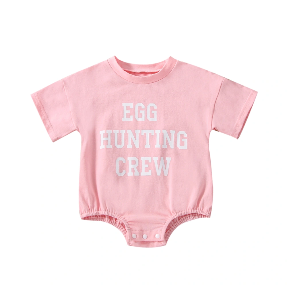 Baby Boys Girls Easter Romper, Short Sleeve Letter Pattern Bodysuit