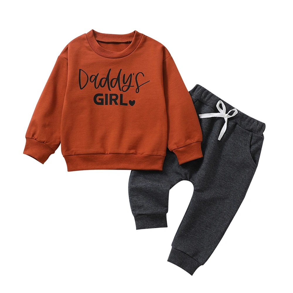 Kids Girls Pants Set Long Sleeve Letters Print Sweatshirt + Sweatpants