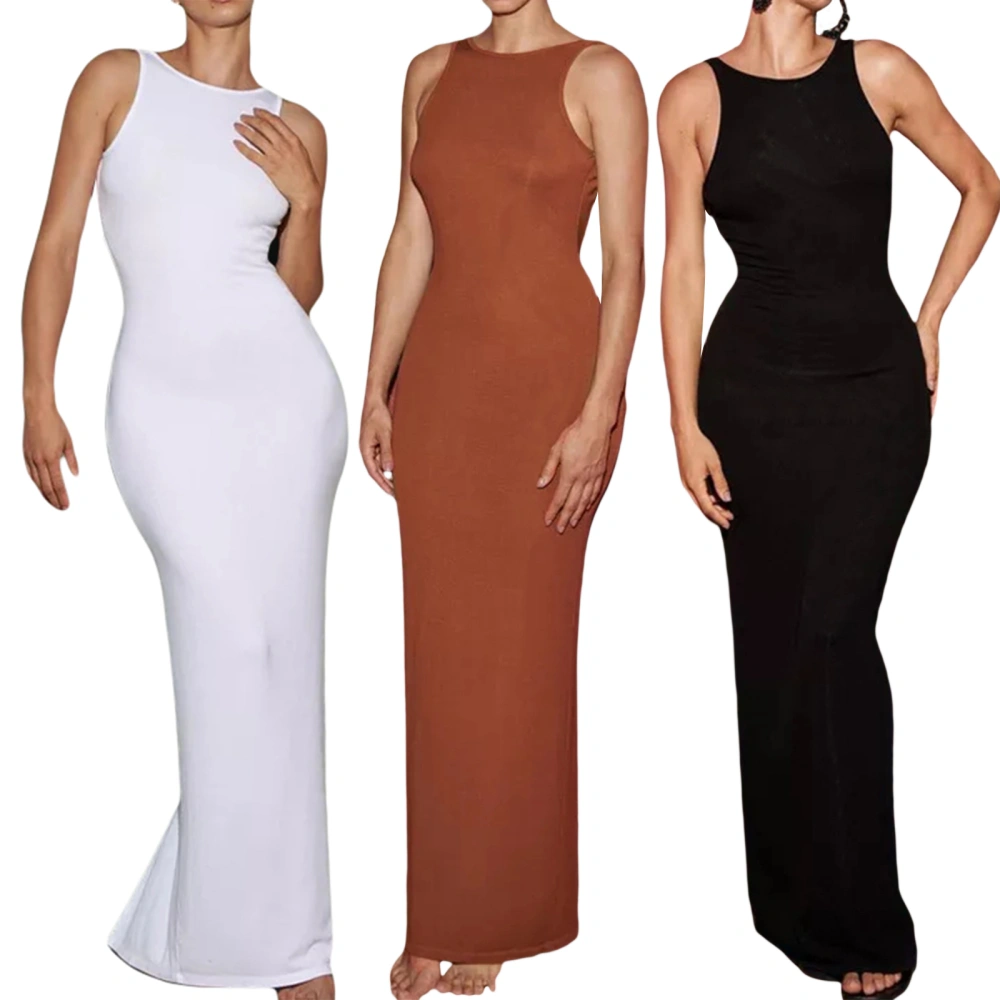 Women Sleeveless Bodycon Dress Summer Backless Split Party Dress