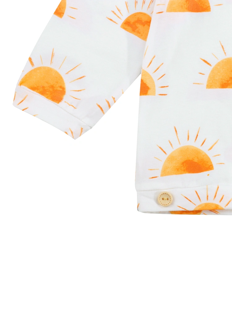 Baby Long Sleeves + Trousers, Small Sun Pattern Printing Round Neck