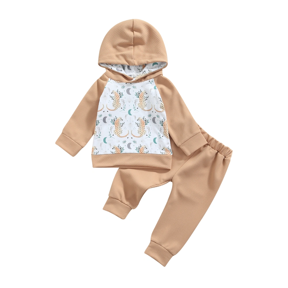 Little Girls Boys Outfit, Printing Long Sleeve Hooded Tops, Pants