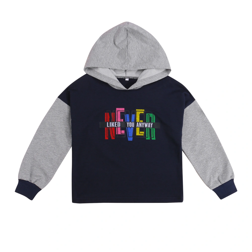 Toddlers Hoodie, Color Matching Letter Long Sleeve Hooded Tops