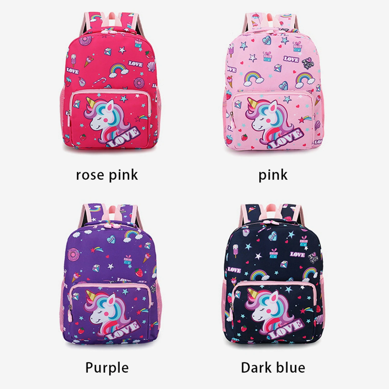Kids Backpack, Lightweight Cartoon Allover Print Daypack for Girls