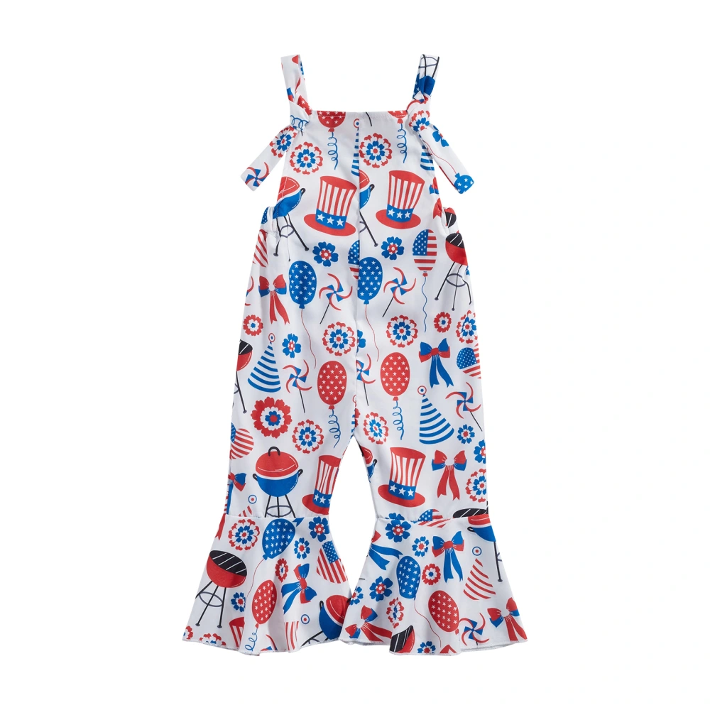 Kid Girl Romper, Independence Day Sleeveless Star Striped Jumpsuit 