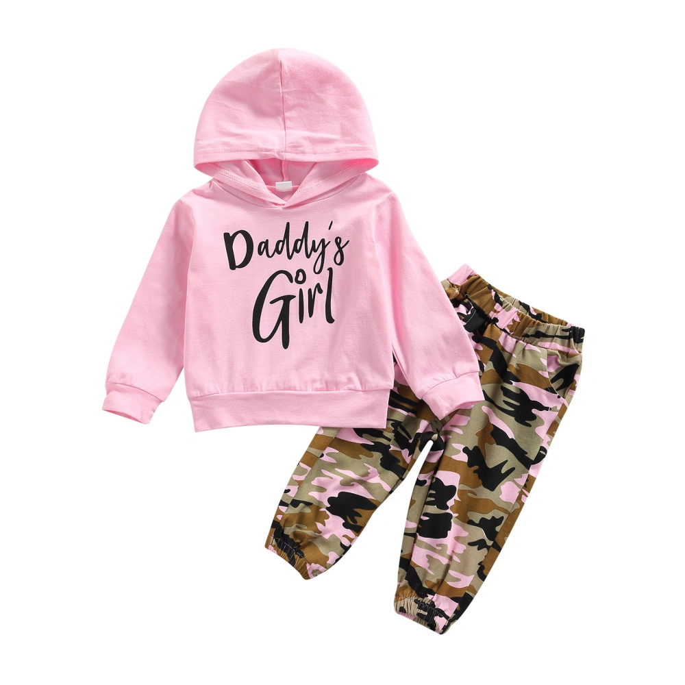 Girls Clothes Set, Hooded Pullover and Camouflage Printing Pants