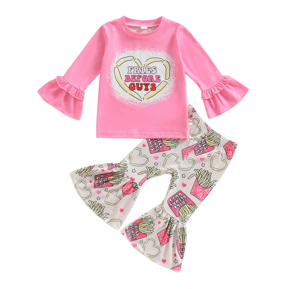 Valentine's Day Kids Girls Clothes Set Letter Print T-Shirts Pants