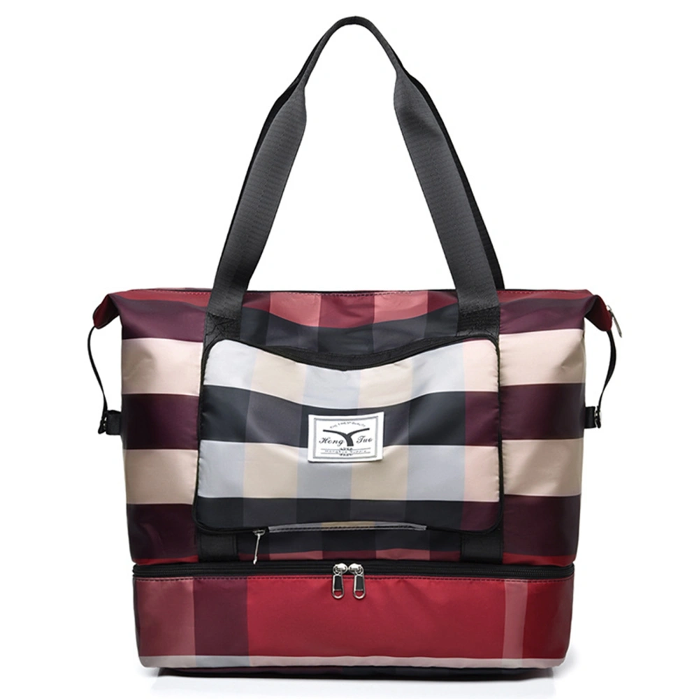 Stripe Shoulder Bag with Dry Wet Separation Pocket, Travel Bag