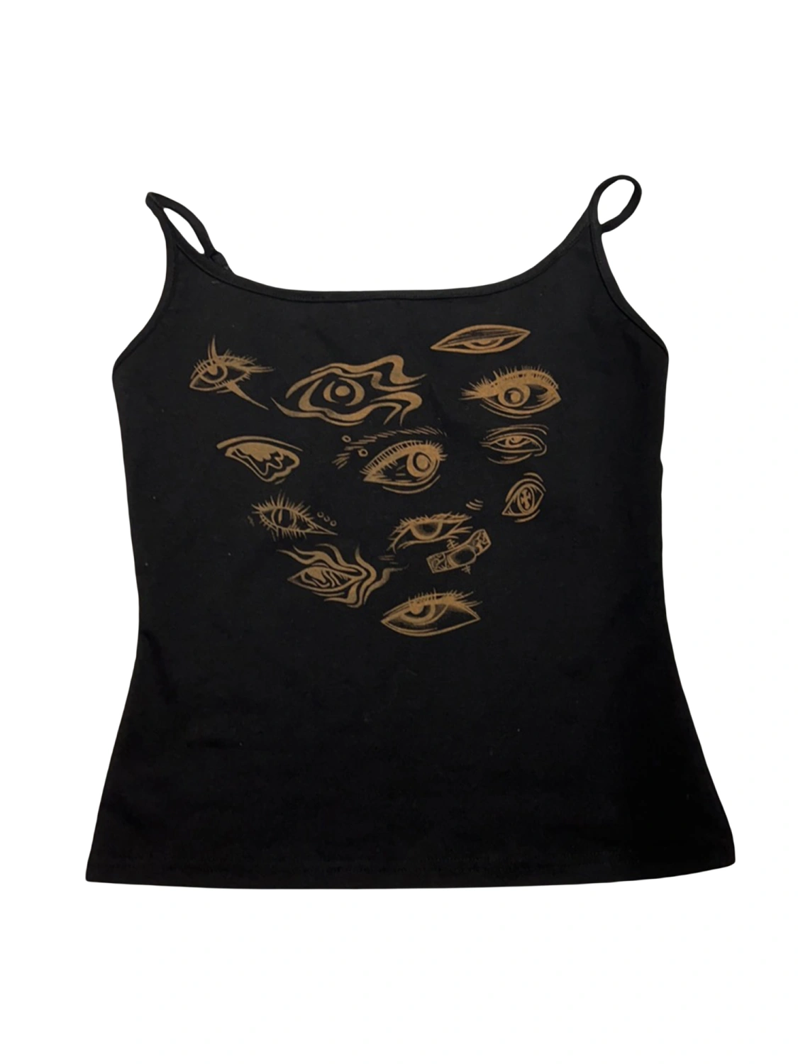 Women Camisole, Spaghetti Straps Eyes Print Slim Fit Summer Tops