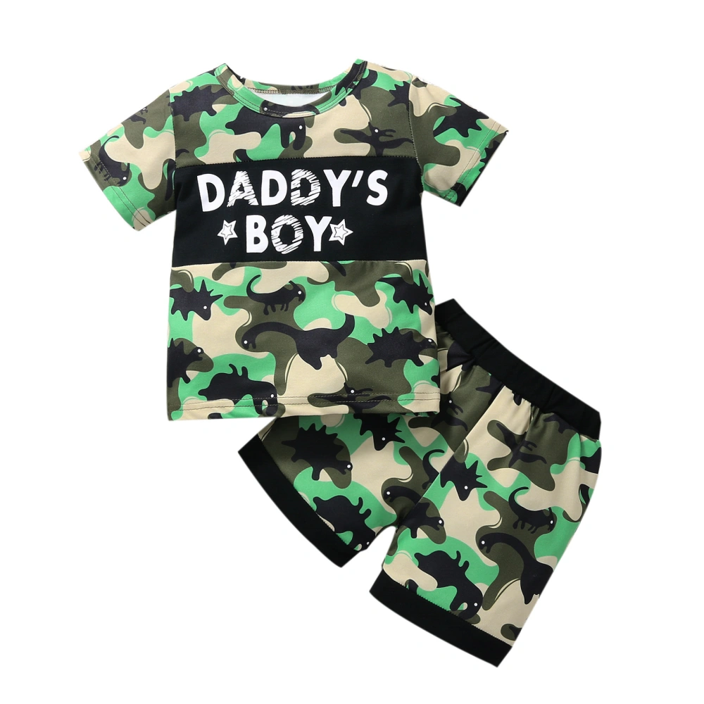 Baby Short Sleeve + Shorts, Letter Camouflage Print Casual Style