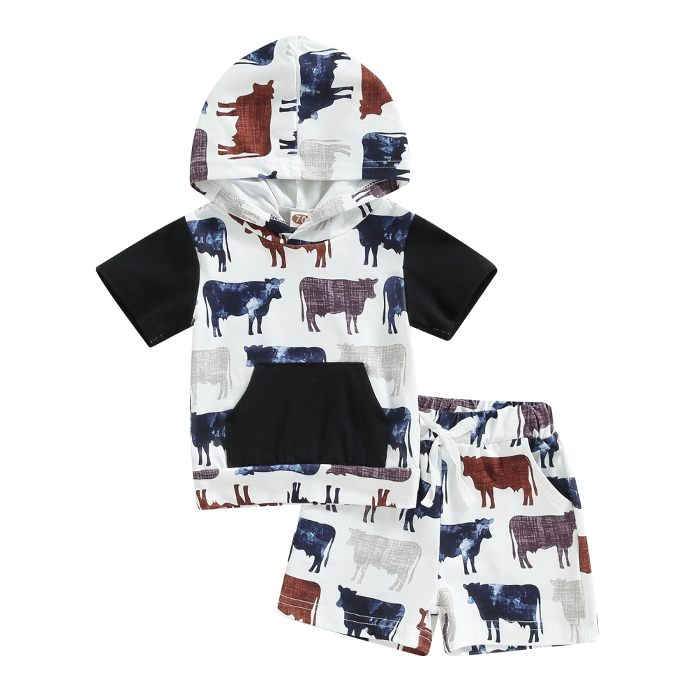 Infant Boys Summer Clothes Outfits Cow Print Tops and Shorts Suit