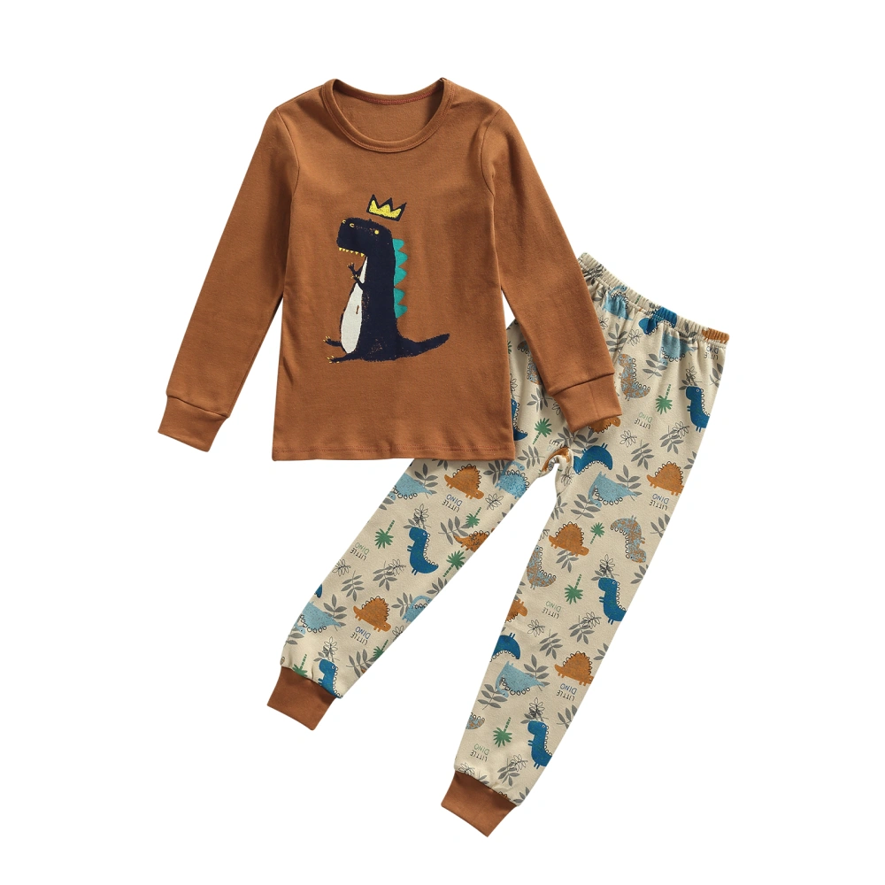 Children Clothes Set, Cartoon Dinosaur Printed Pattern Tops and Pants