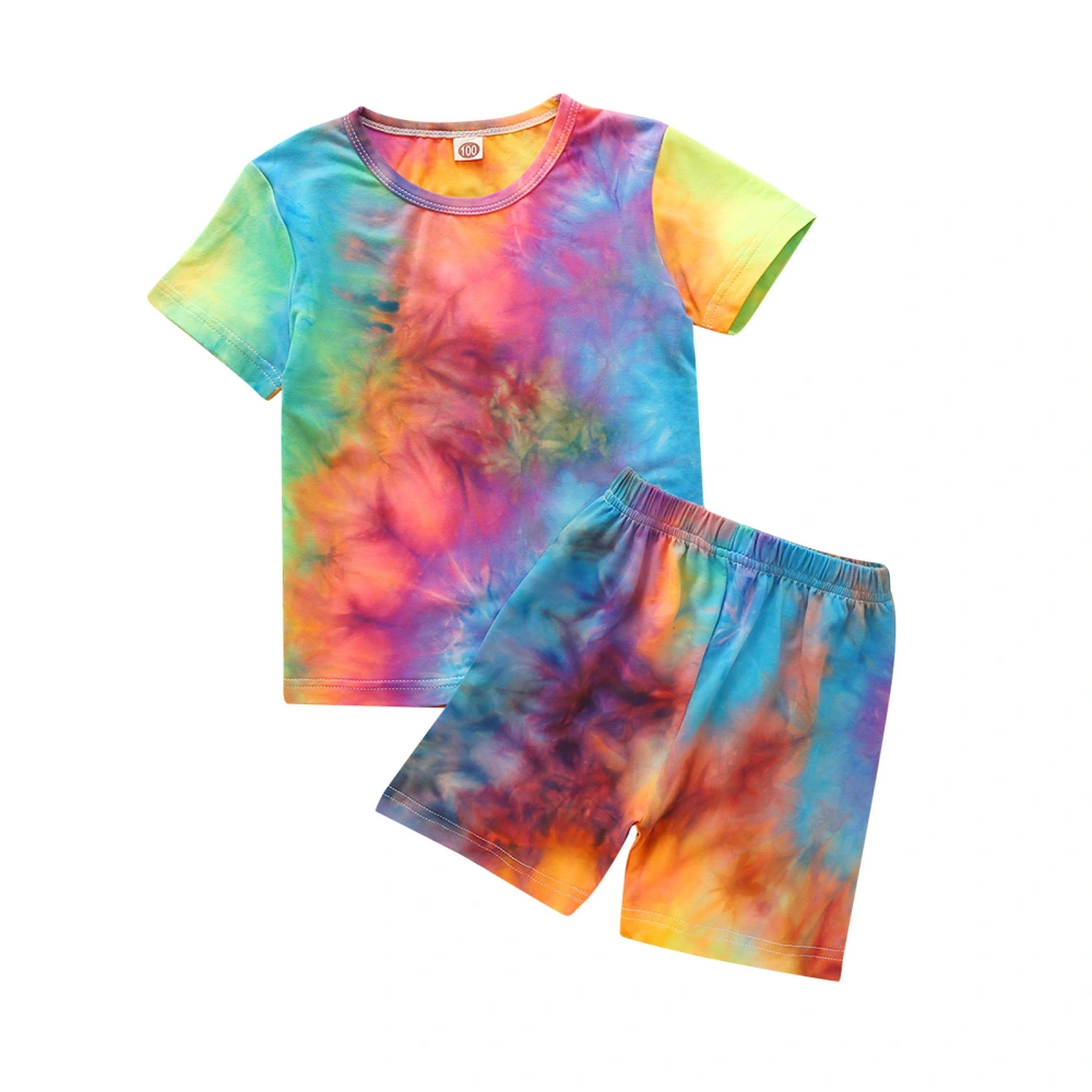 Kids Tie-Dye Print Round Neck Short Sleeve T-Shirt+ Short Pants