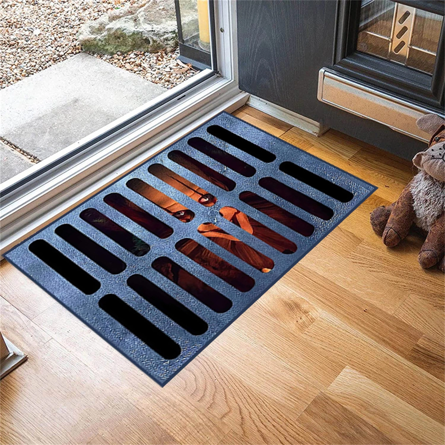 Square Blanket Halloween Manhole Cover Clown Grimace Floor Carpet