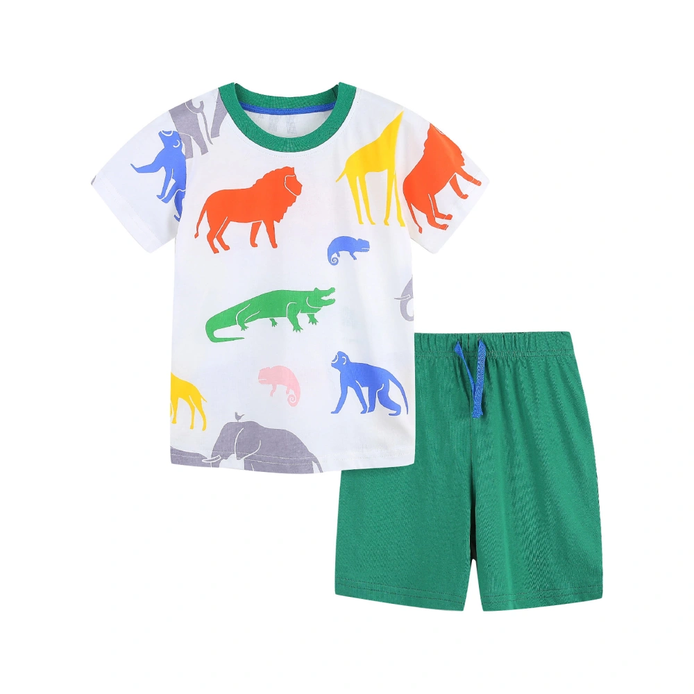 Little Boys Outfit, Animal Printing Short Sleeve Top, Shorts