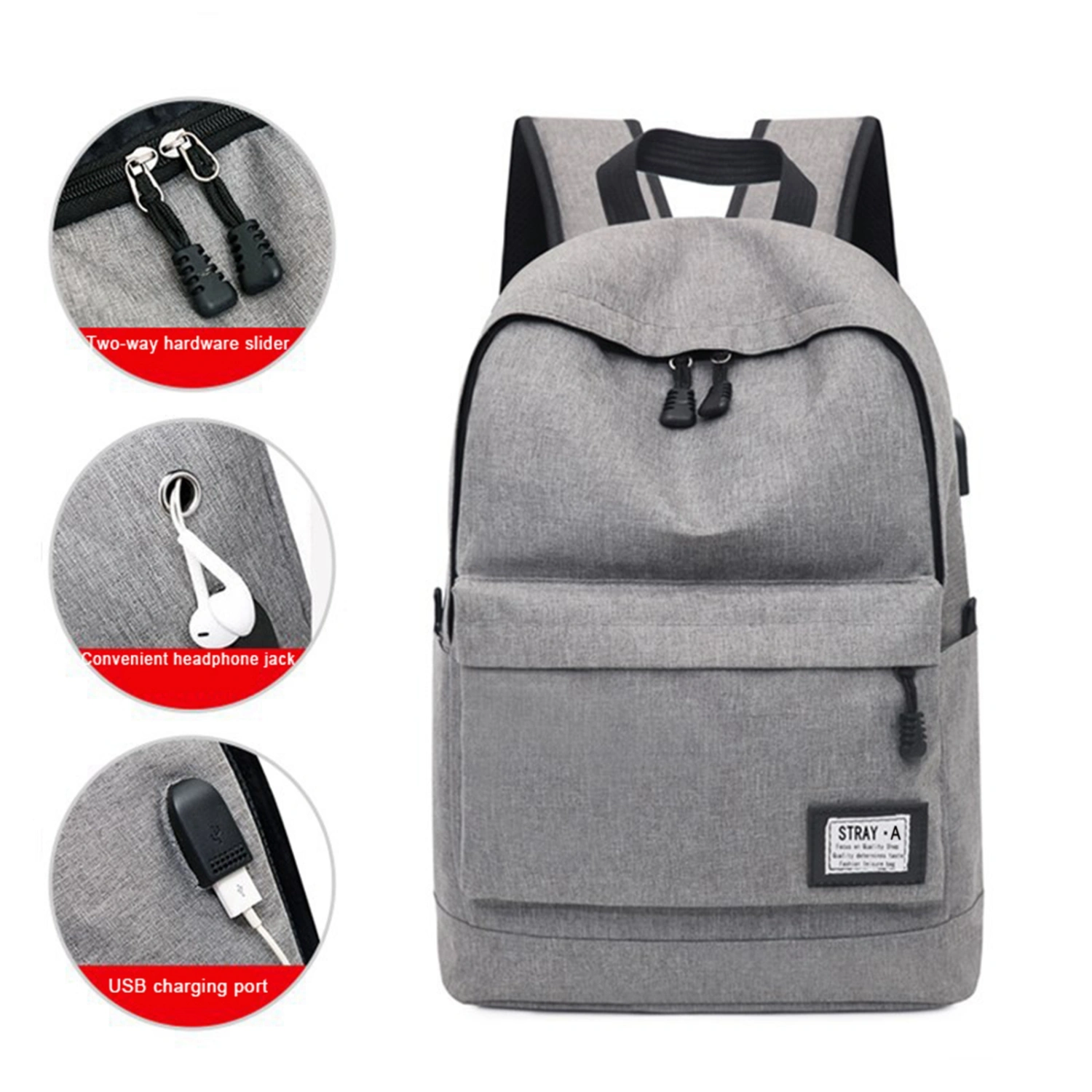 Casual Backpack, Letter Printed Patch Anti-Theft Lightweight Bookbag