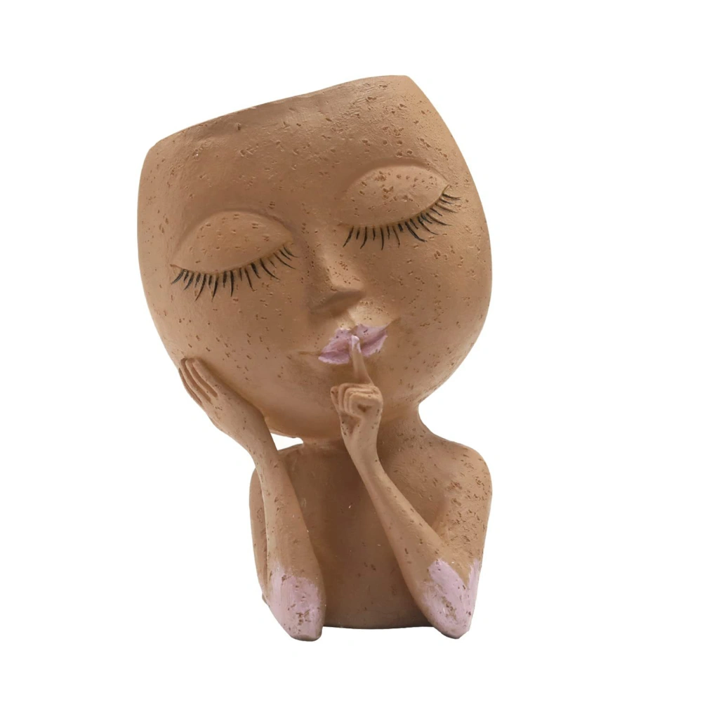 Cute Girl Faces Flower Pot Resin Heads Planter Holder Ornament for 