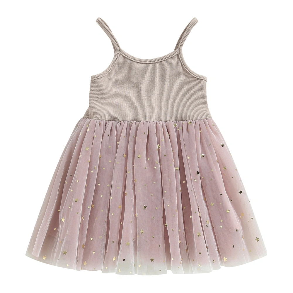 Toddler Girls Tulle Dress, Star Print Sleeveless Princess Tutu Dress