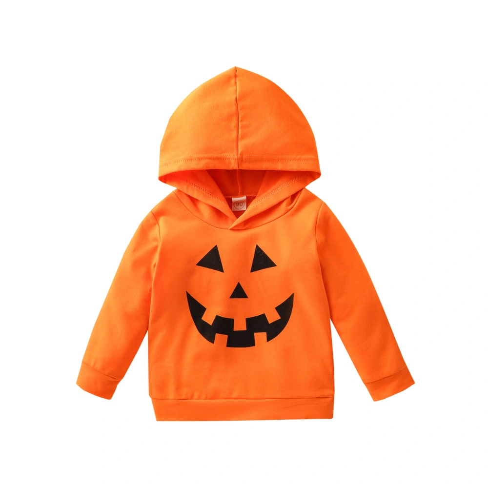 Children Halloween Hoodie, Pumpkin Face Printed Pattern Pullover