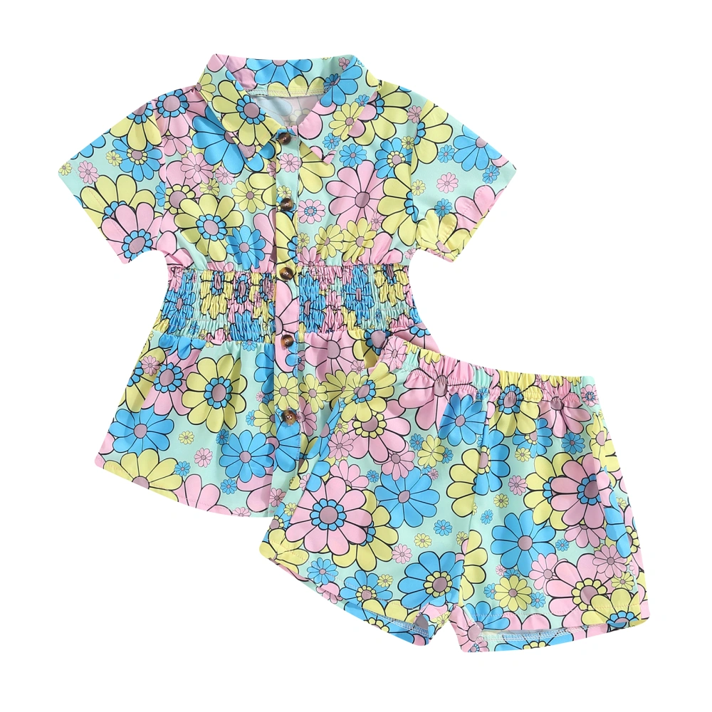 Girls Summer Clothes Outfits Floral Print Tops Elastic Waist Shorts