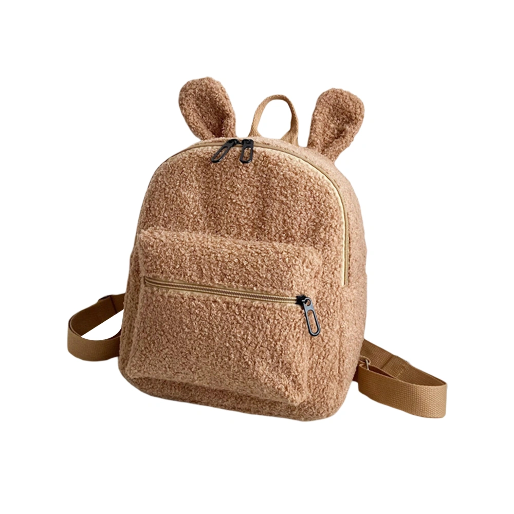 Fuzzy Rabbit Backpack, Fluffy Plush School Bag with Bunny Ears