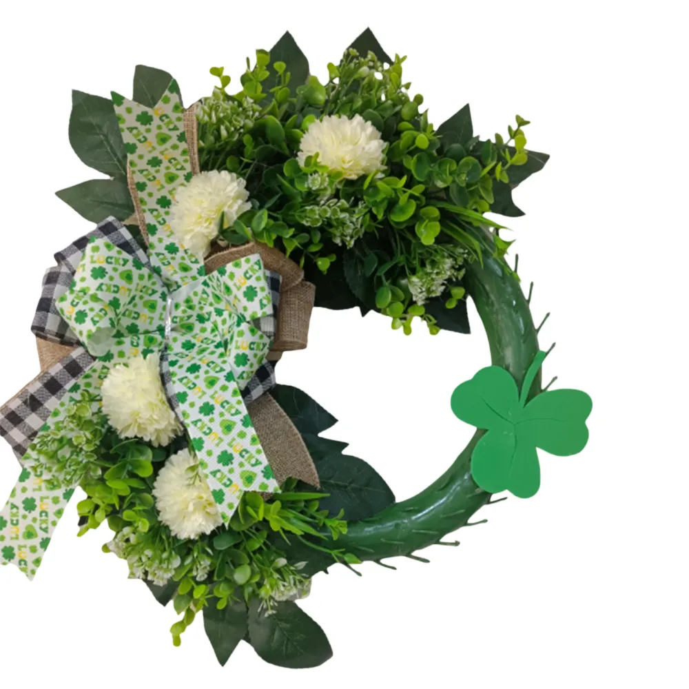 Four Leaf Clover Wreath Green Hanging Wall Door Ornament Decoration