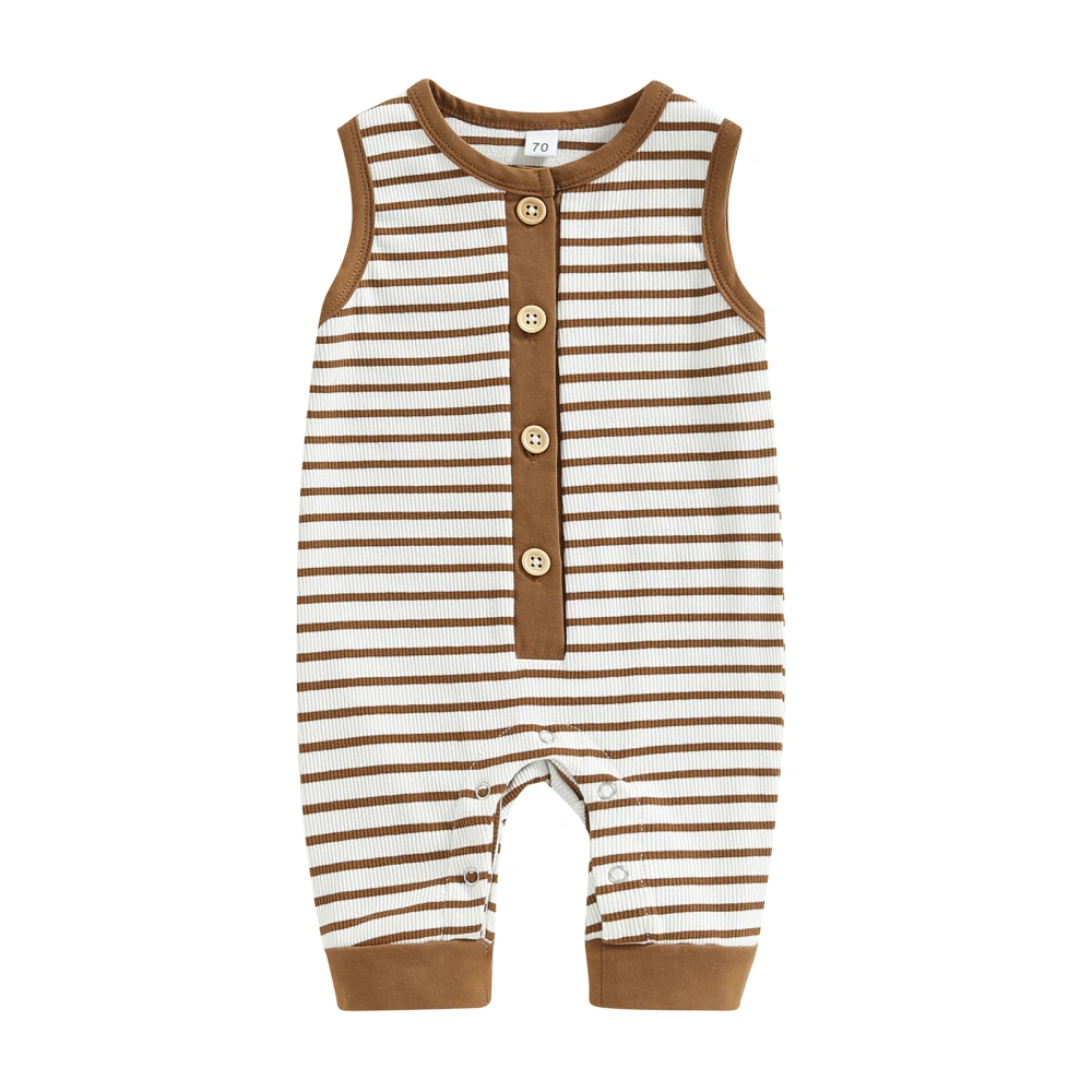 Infant Baby Girls Boys Romper Stripe Sleeveless Crew Neck Jumpsuits