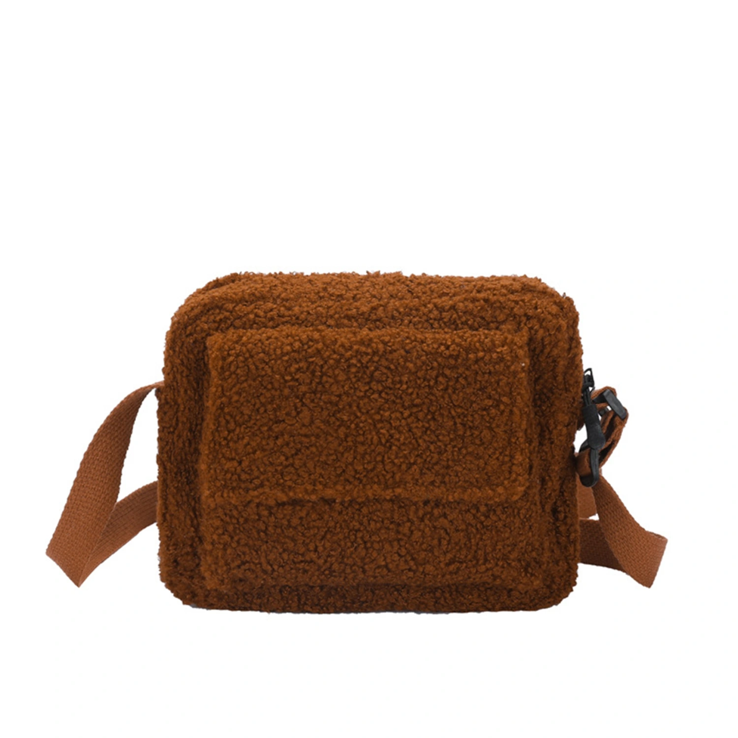 Women Shoulder Bag Solid Color Lamb Wool Plush Crossbody Bag Handbag