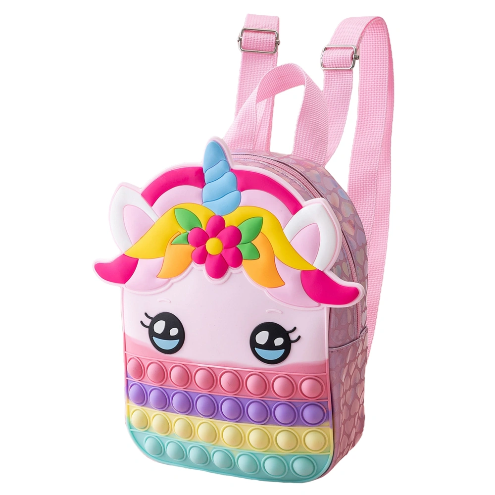 Unicorn Shape Backpack Colorful Sensory Fidget Toy Silicone Schoolbag 