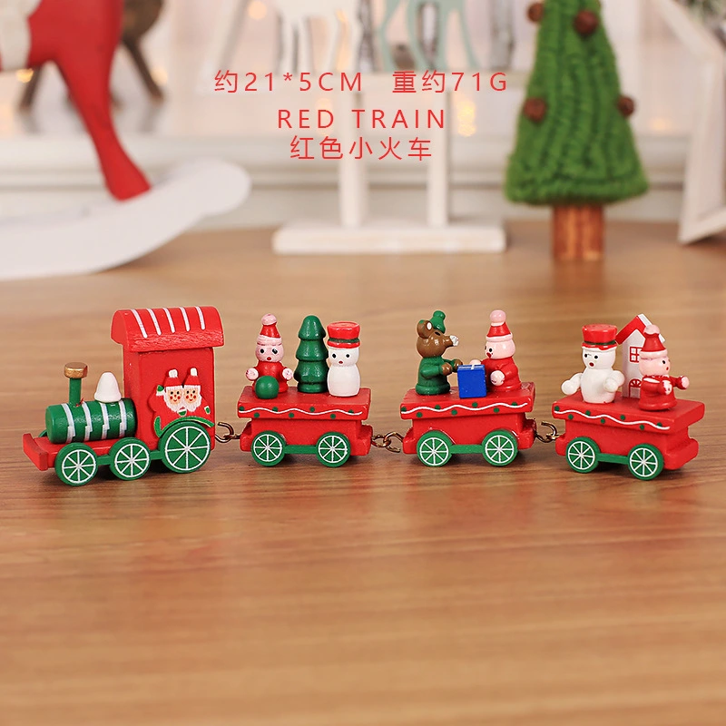 Christmas Ornaments Cute Wooden Mini Train Decoration Kids Gift