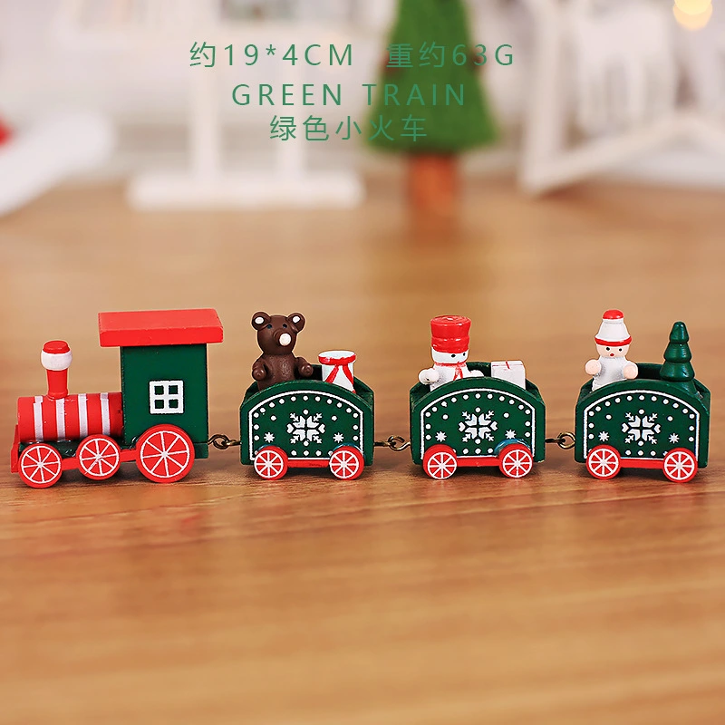 Christmas Ornaments Cute Wooden Mini Train Decoration Kids Gift