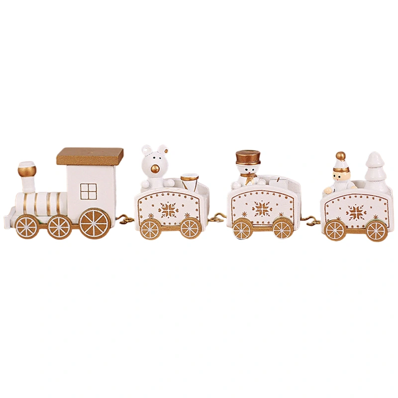 Christmas Ornaments Cute Wooden Mini Train Decoration Kids Gift