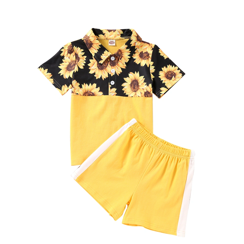 Girl’s Printing Short Sleeve T-shirt and Elastic Short Pants Set