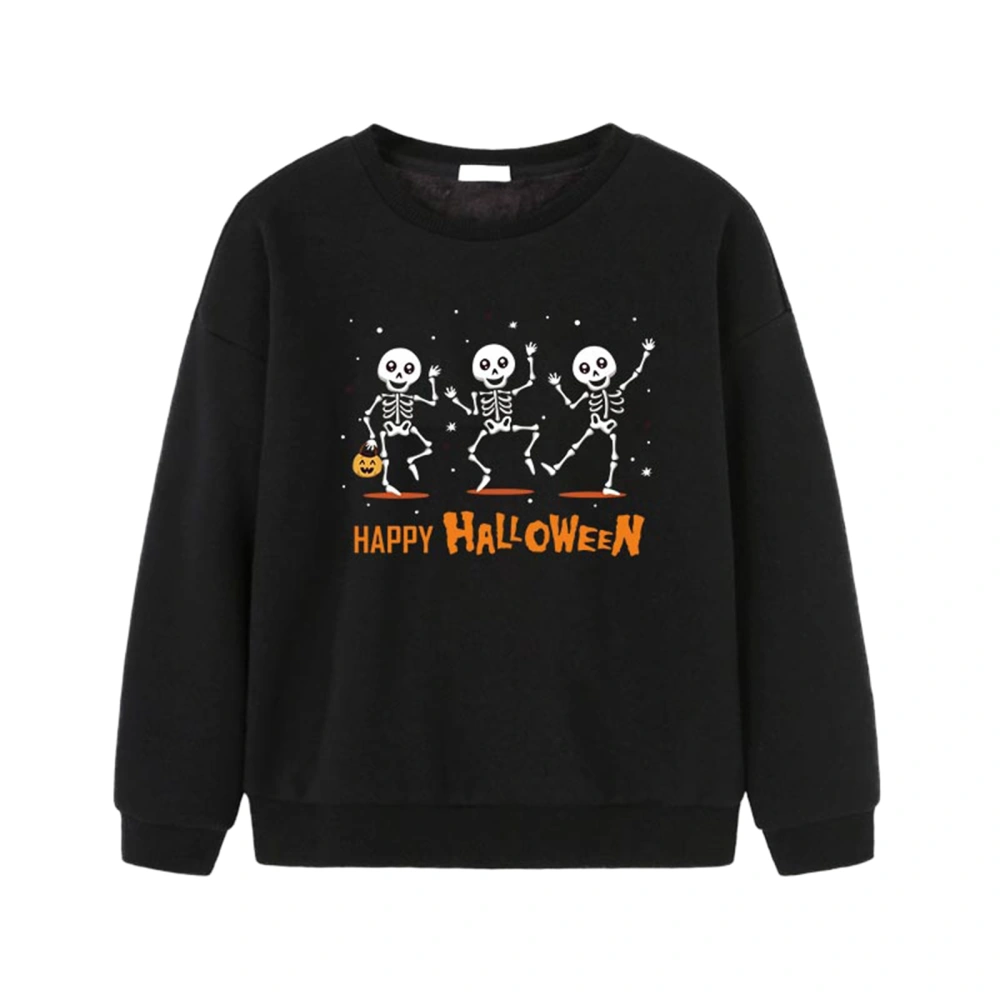 Toddler Halloween Pullover, Long Sleeve Round Neck Printed Tops