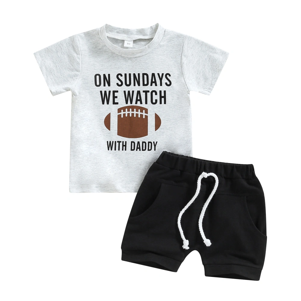 Kids Boys Summer Outfits Rugby Letter Print T-shirt and Shorts Set