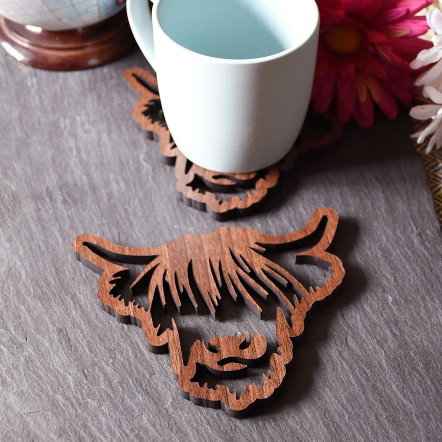 Highland Cow Coasters Scottish Cow Drink Holders Cow Lover Gifts