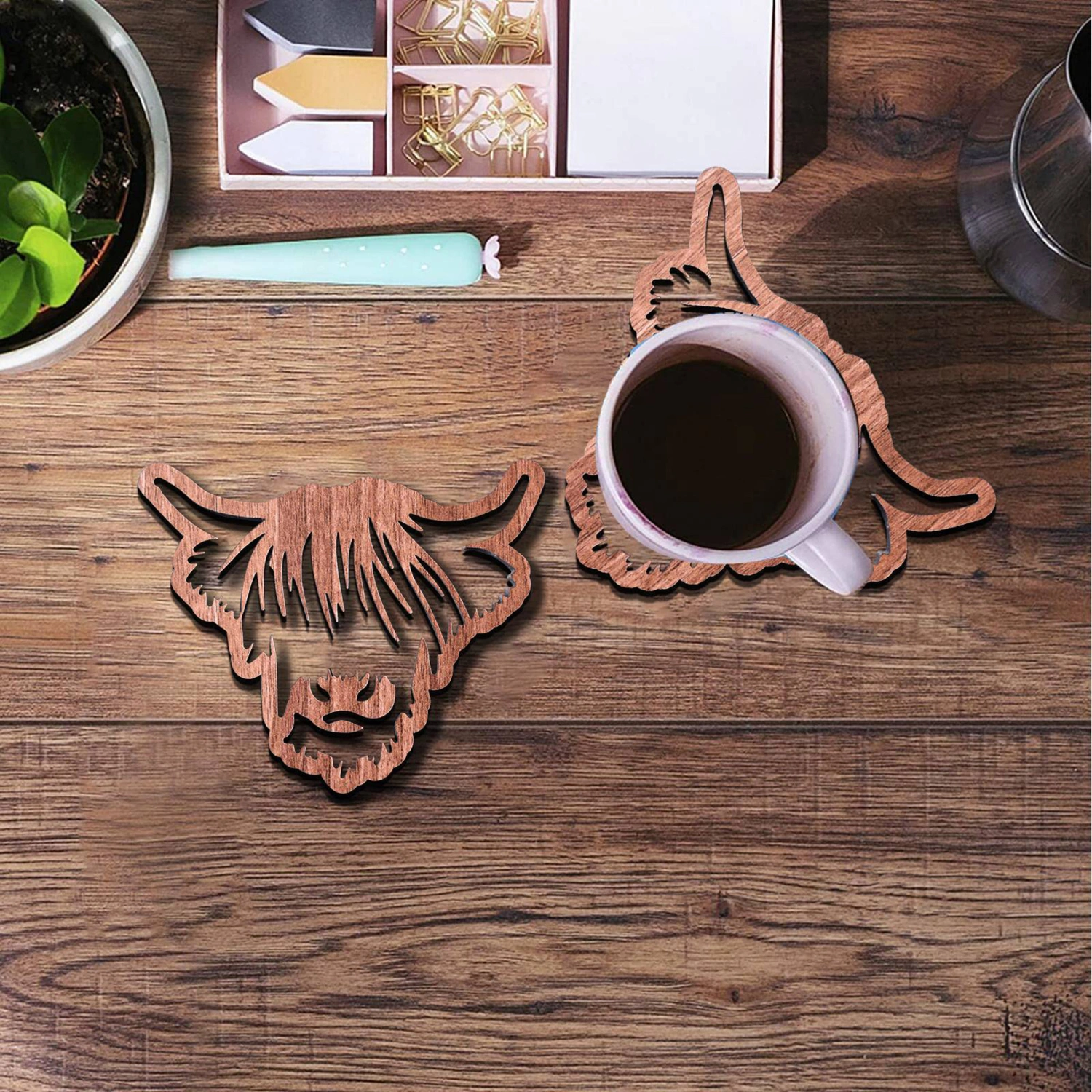 Highland Cow Coasters Scottish Cow Drink Holders Cow Lover Gifts