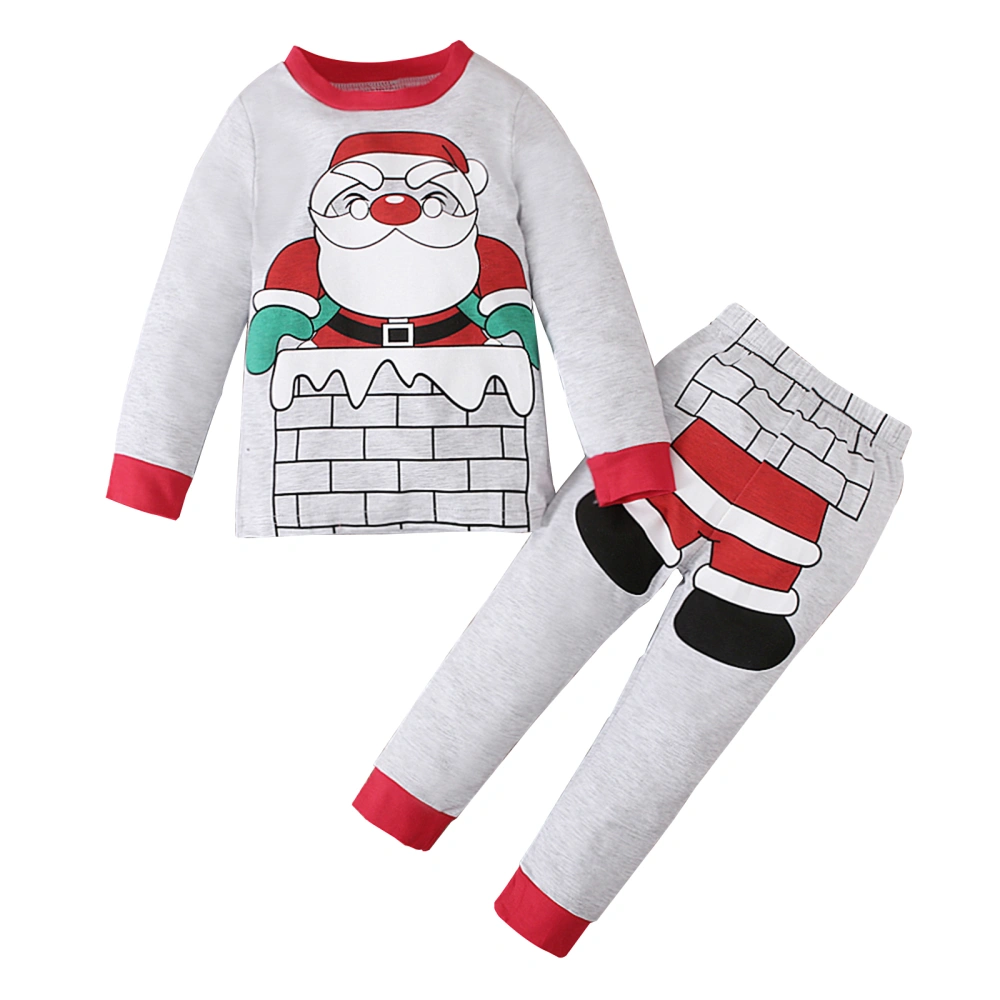 2Pcs Kids Christmas Tracksuit, Santa Claus Long Sleeve Tops + Pants