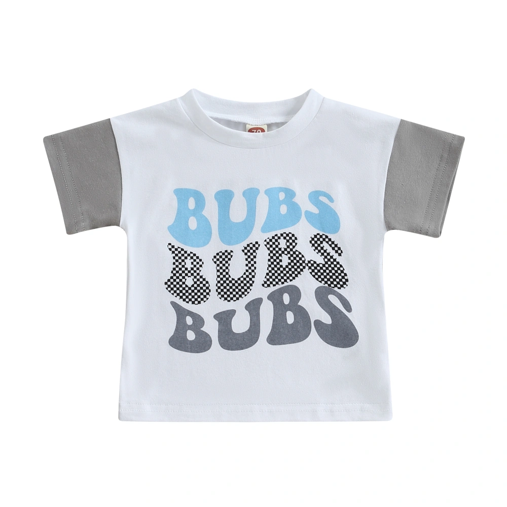 Baby Girls Boys T-shirt, Short Sleeve Crew Neck Letters Summer Tops