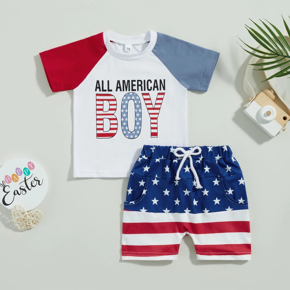 Baby Boys Summer Outfits Independence Day T-shirt and Shorts Set