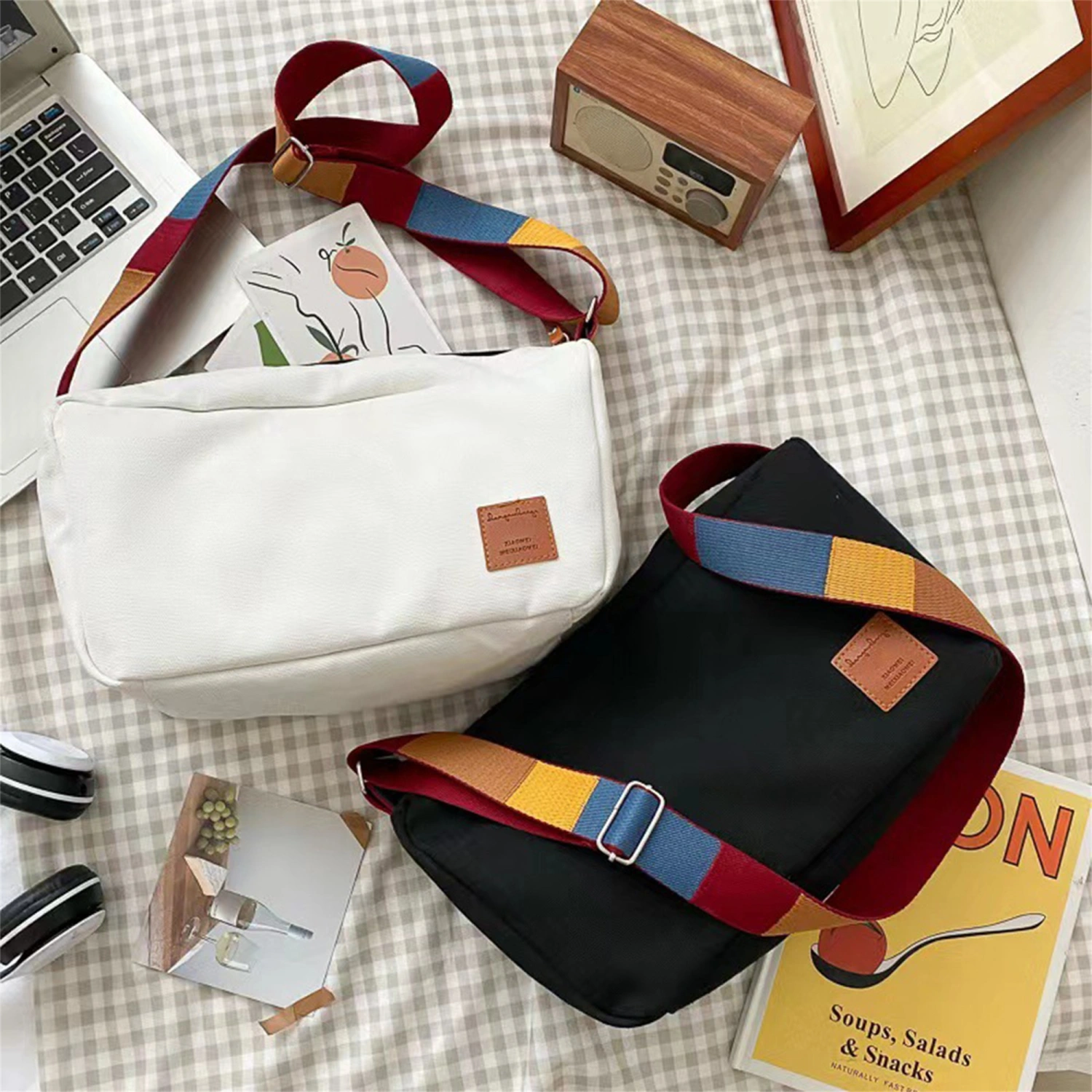 Women Fashion Canvas Crossbody Bag Large Capacity Messenger Bag