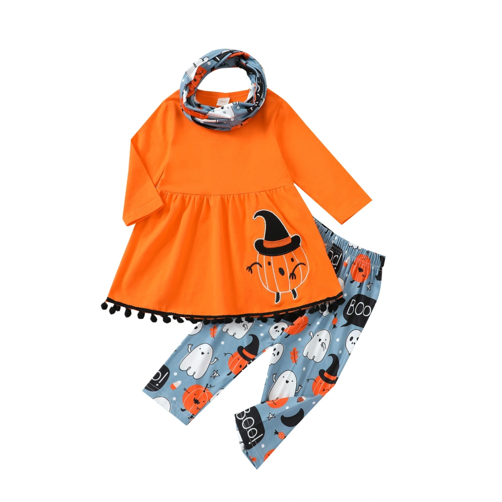 Girls Halloween Clothes Set, Pullover, Pants and Neckerchief