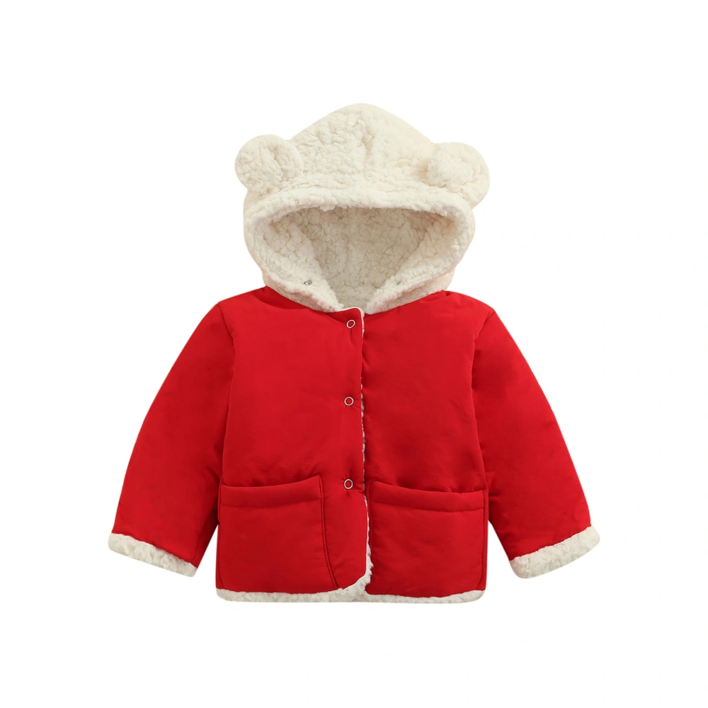 Babies Reversible Hooded Coat, Long Sleeve Button-down Wadded Jacket