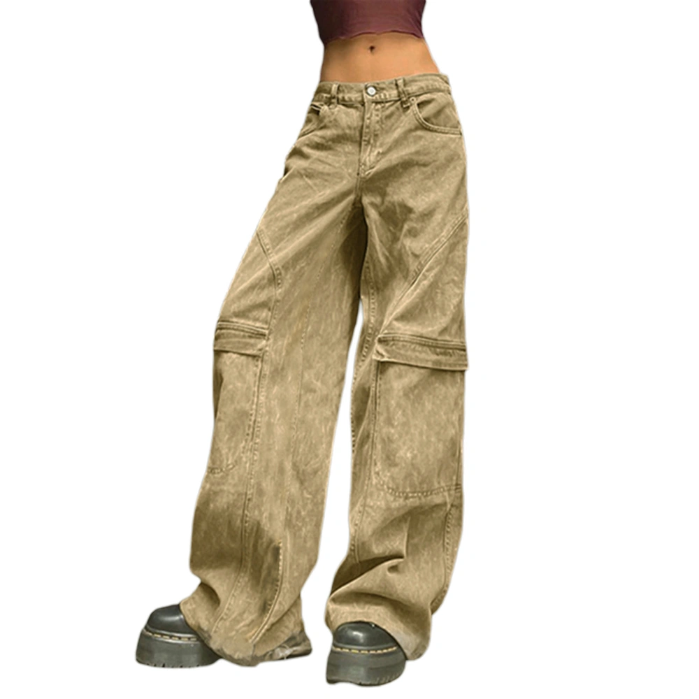 Women Vintage Cargo Pants, Low Waist Relaxed Fit Boyfriend Trousers