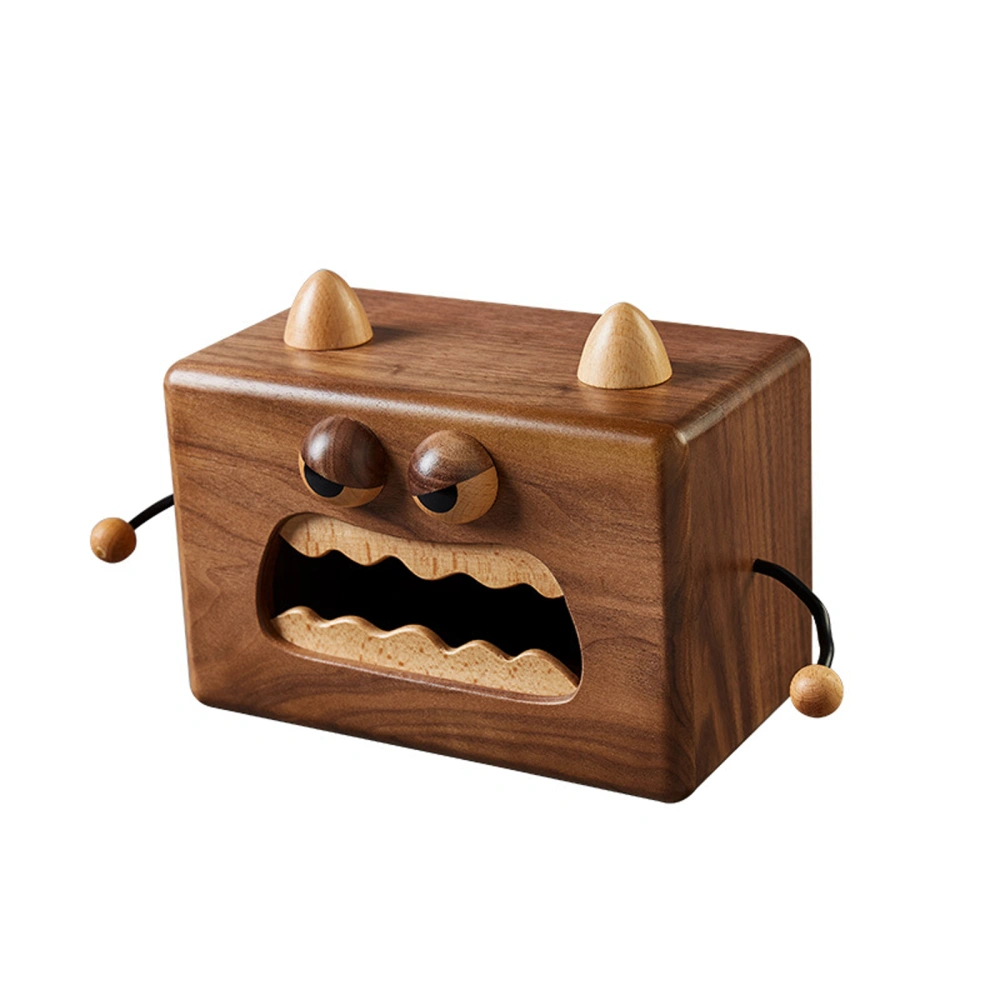 Wood Tissue Box, Cute Monster Desktop Napkin Dispenser Home Decor Gift