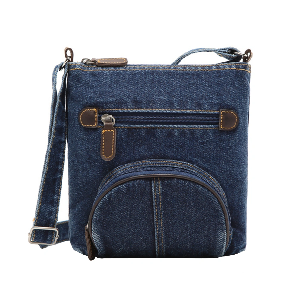 Women Fashion Denim Crossbody Bag Multi Pockets Messenger Bag