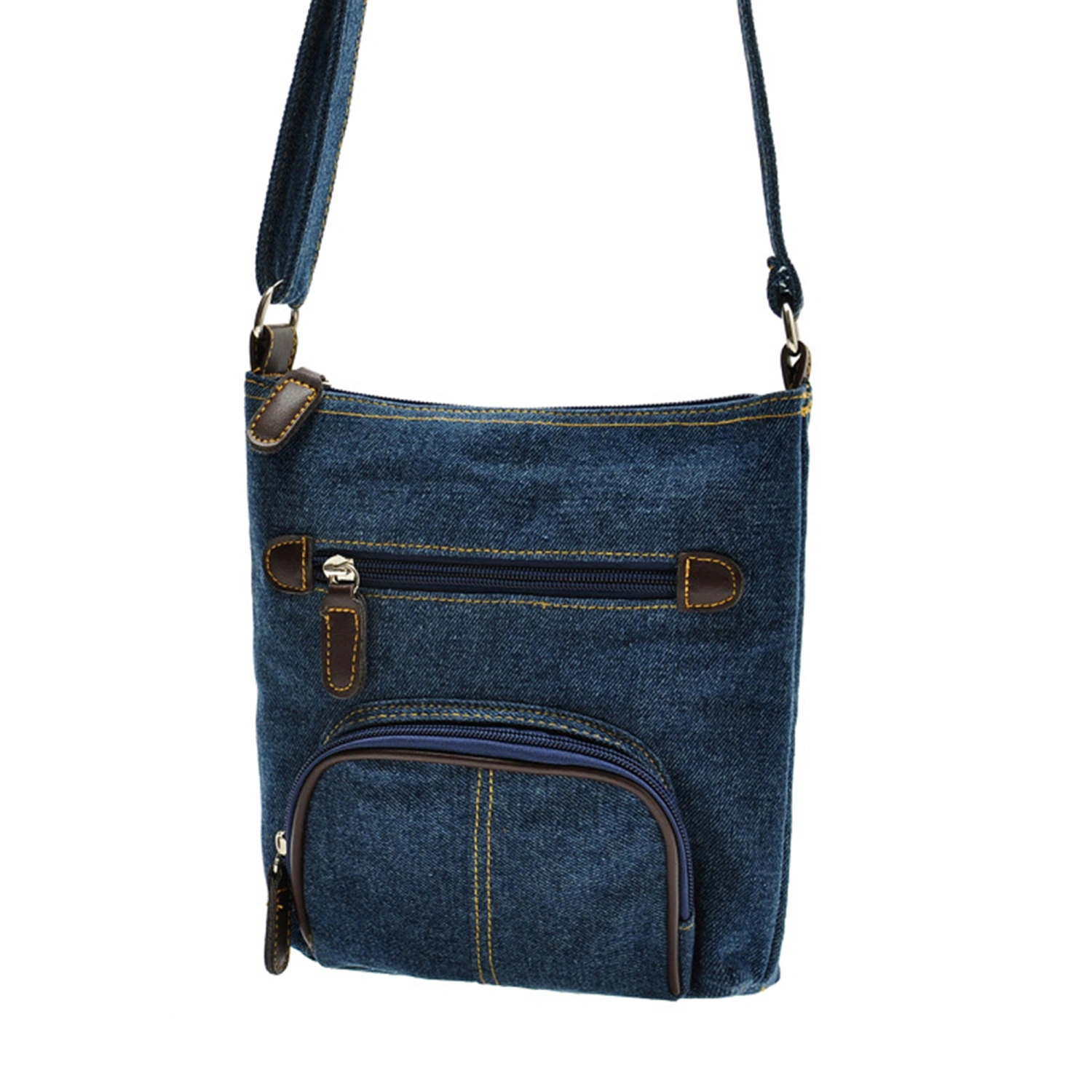 Women Fashion Denim Crossbody Bag Multi Pockets Messenger Bag