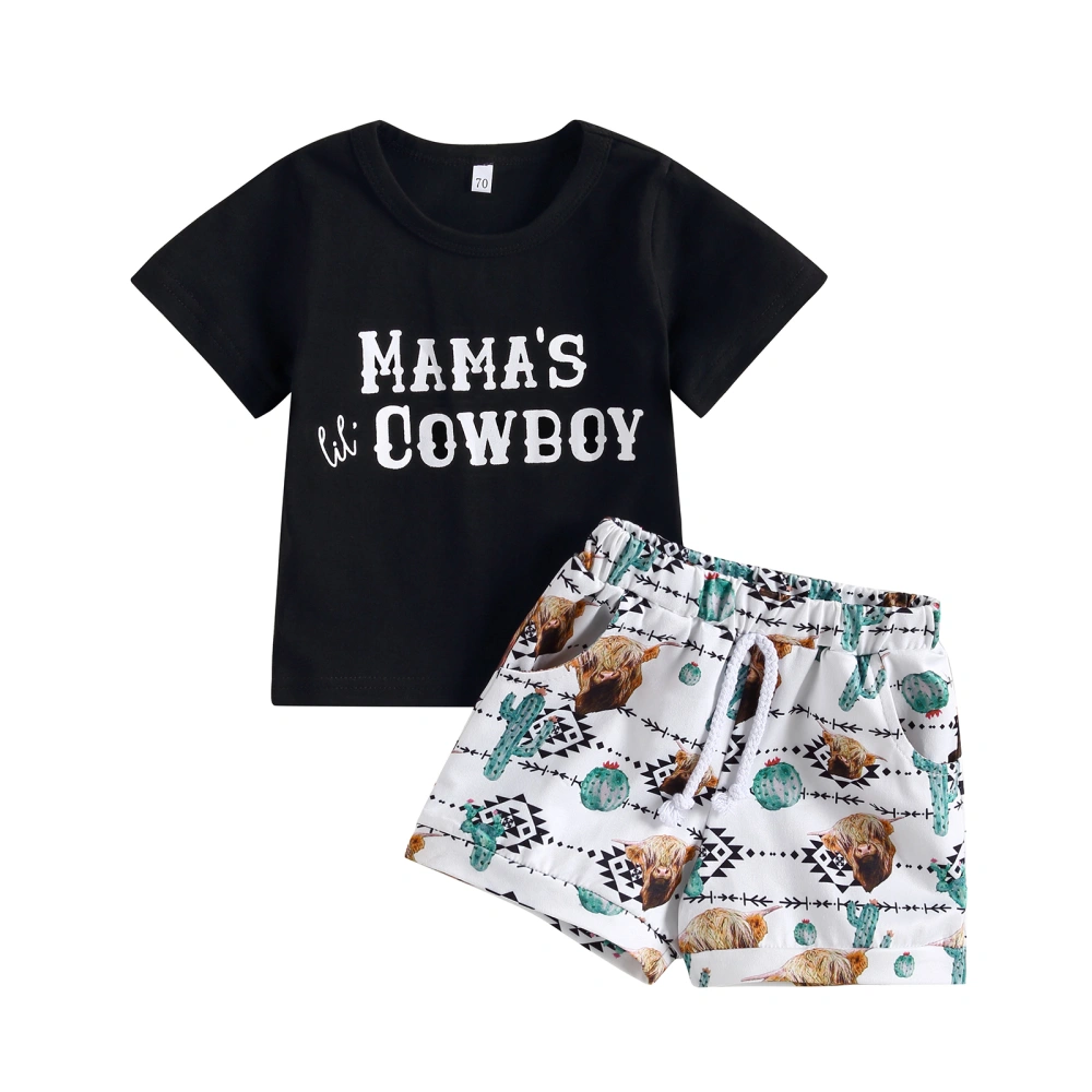 Baby Boys Summer 2pcs Outfits Letter Print T-shirt and Elastic Shorts 